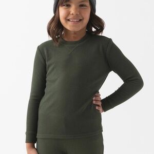NWT COZY EARTH Childrens Bamboo Waffle Knit Olive Base Layer Set, Unisex Sz 9/10